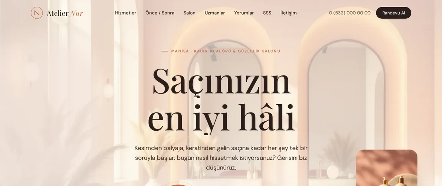 Kuaför ve güzellik salonu için örnek web sitesi tasarımı — MAT Kreatif